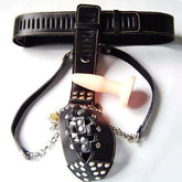 Dungeon Ware Leather Chastity Harness With Anal Plug